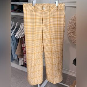 Maeve Gold and White Textured Fabric cropped dress pants